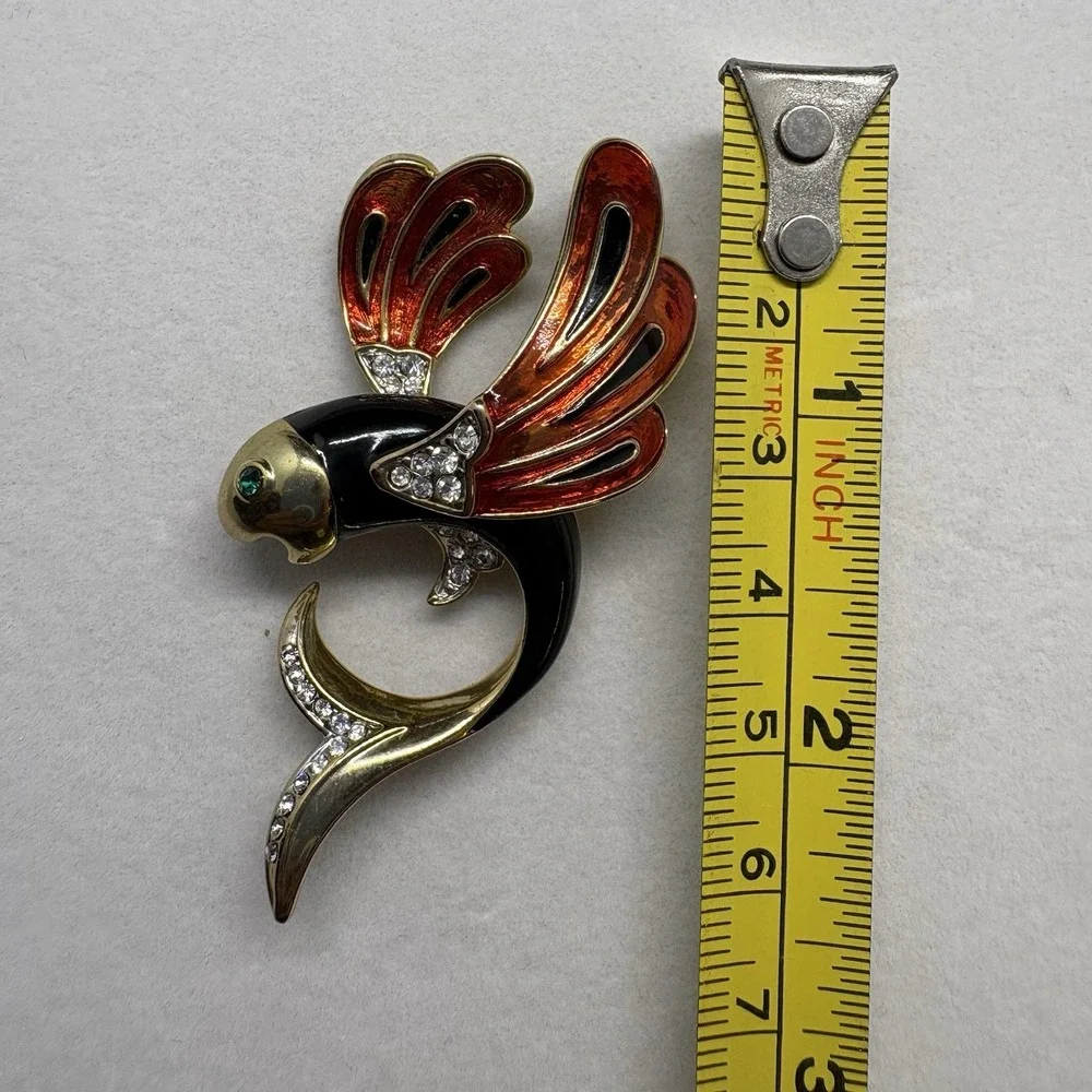 Vtg Fish Rhinestone‎ Koi Brooch Pin
